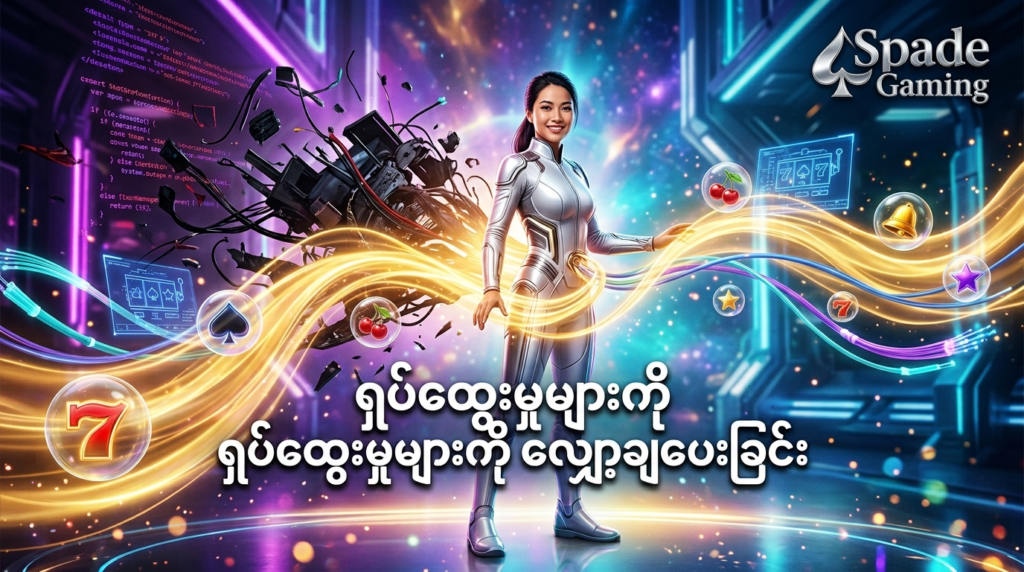 Spade Gaming ၏ ရှုပ်ထွေးမှုများကို လျှော့ချပြီး ရိုးရှင်းလွယ်ကူသော ဂိမ်းကစားခြင်းအတွေ့အကြုံကို ပေးစွမ်းရန် ရည်ရွယ်ချက်ကို ဖော်ပြထားသည့် ရုပ်ပုံဖြစ်ပါသည်။ ဗီယက်နမ်အမျိုးသမီး တင်ဆက်သူတစ်ဦးနှင့်အတူ ခေတ်မီနည်းပညာဆန်းသစ်မှုများ၊ တောက်ပသော ရွှေရောင်အလင်းတန်းများနှင့် စနစ်တကျရှိသော ဂိမ်းဒီဇိုင်းများကို ပေါင်းစပ်ဖန်တီးထားပါသည်။


